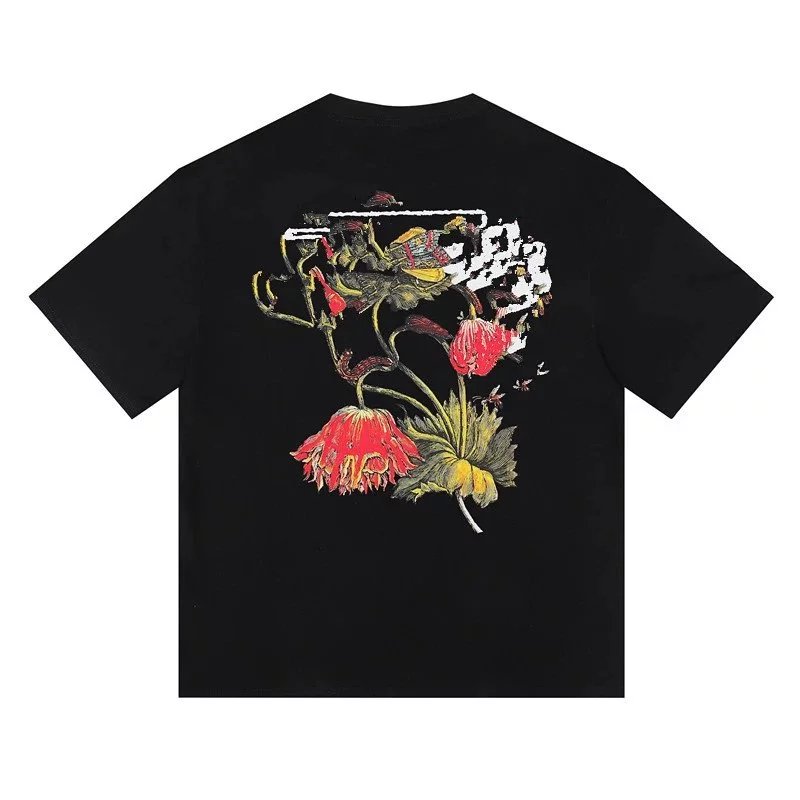 Stussy Black Vintage Floral Totem Cotton Tee