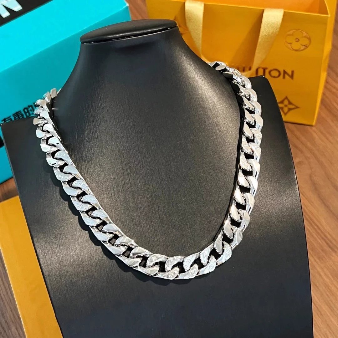 Louis Vuitton QAB140 Silver-Plated Curb Chain Bracelet Jewelry - 6