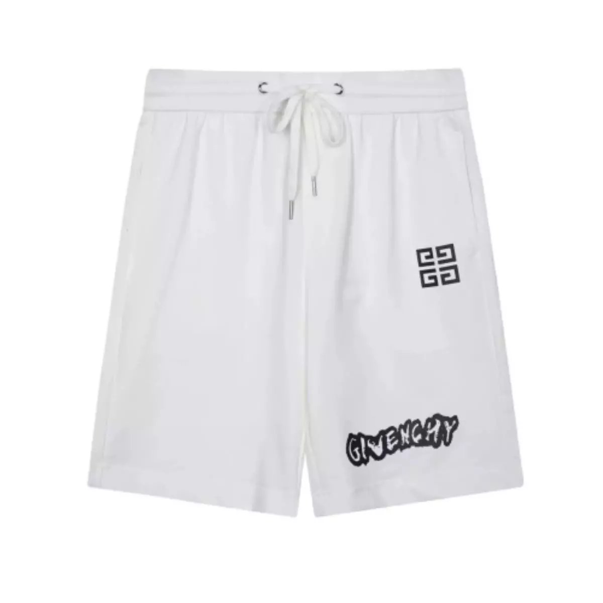 Givenchy Logo Tape Side Zip Shorts White - 4