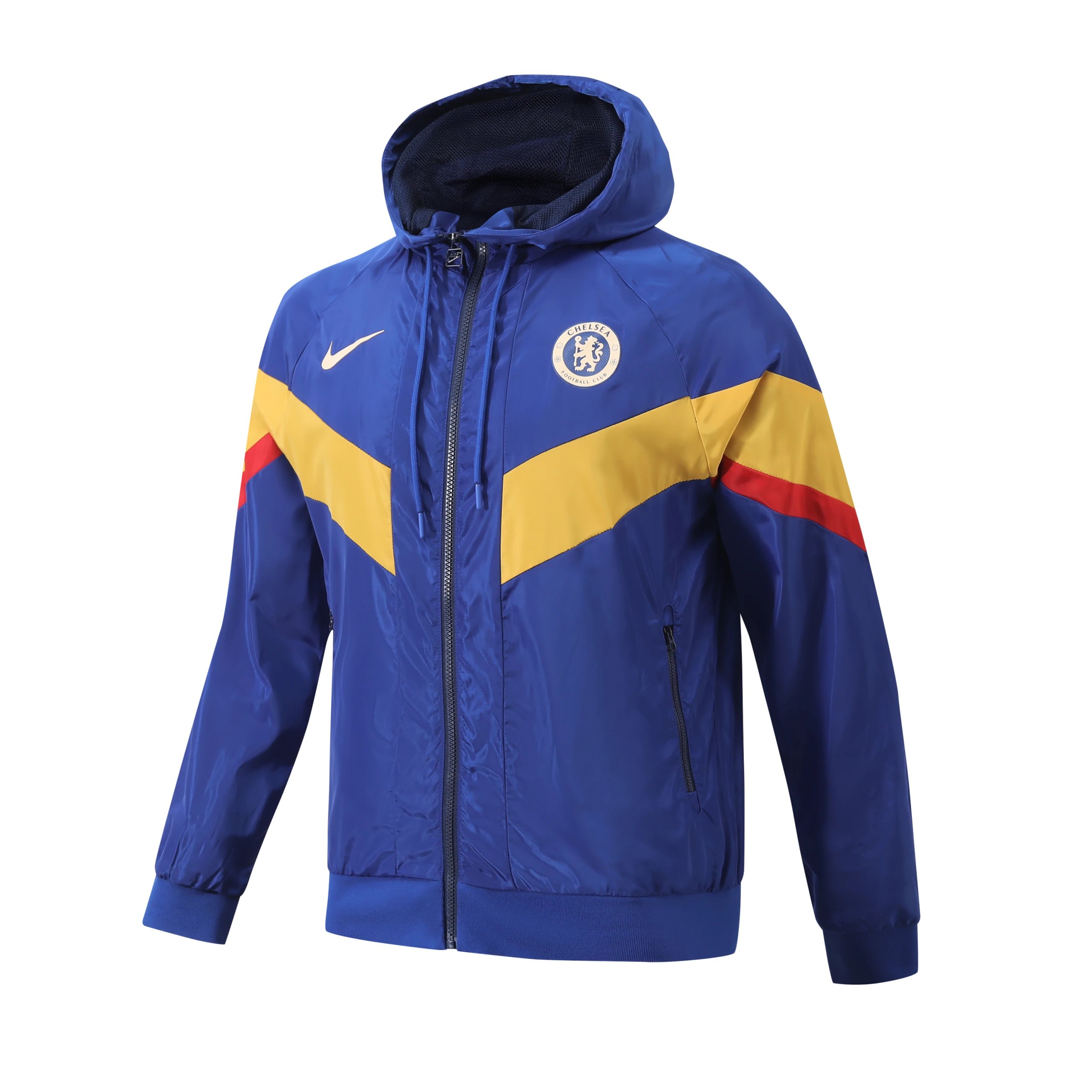 Nike Jackets Hooded Football Windbreaker — Chelsea Blue and Yellow