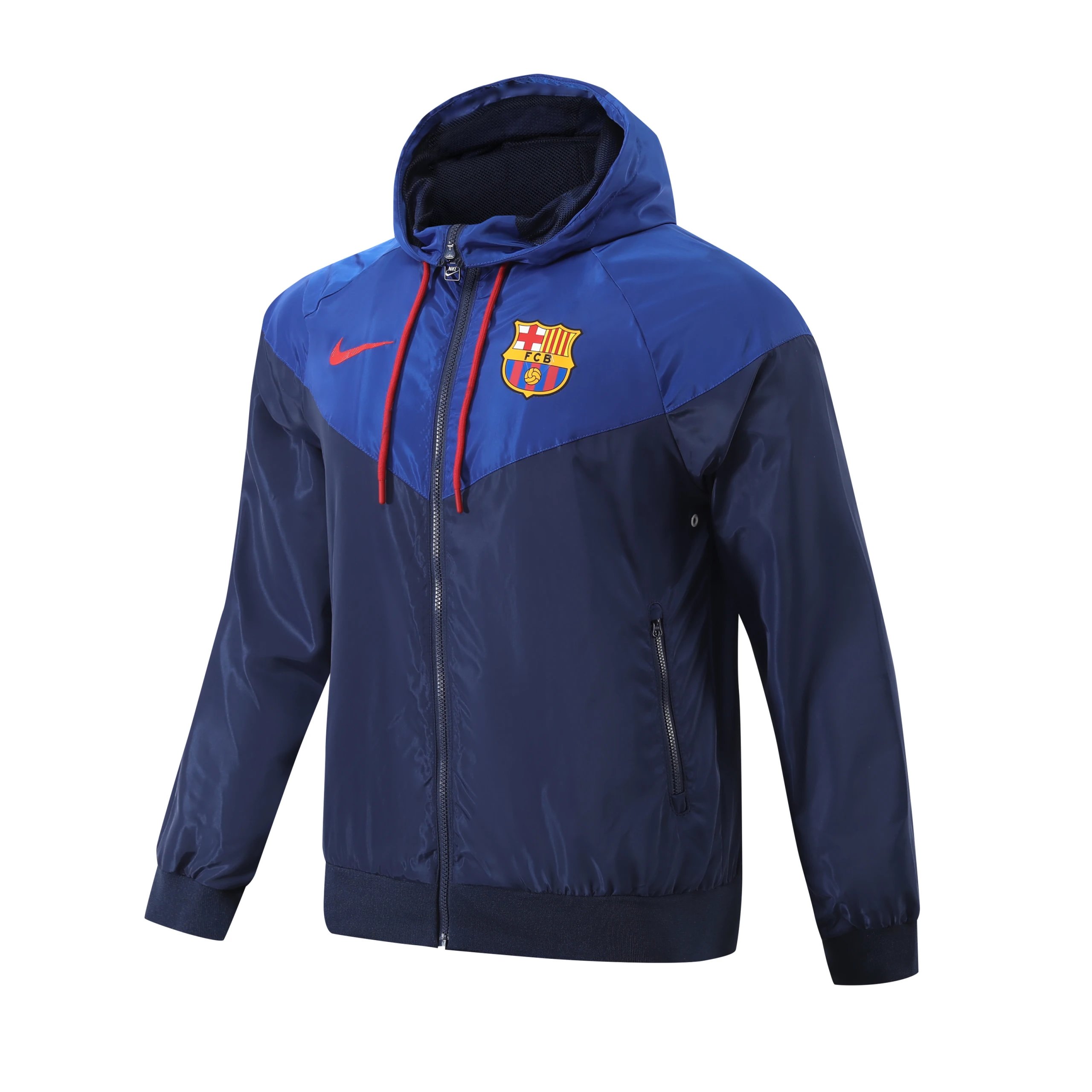 Nike Jackets Hooded Football Windbreaker — Barcelona New Red and Blue