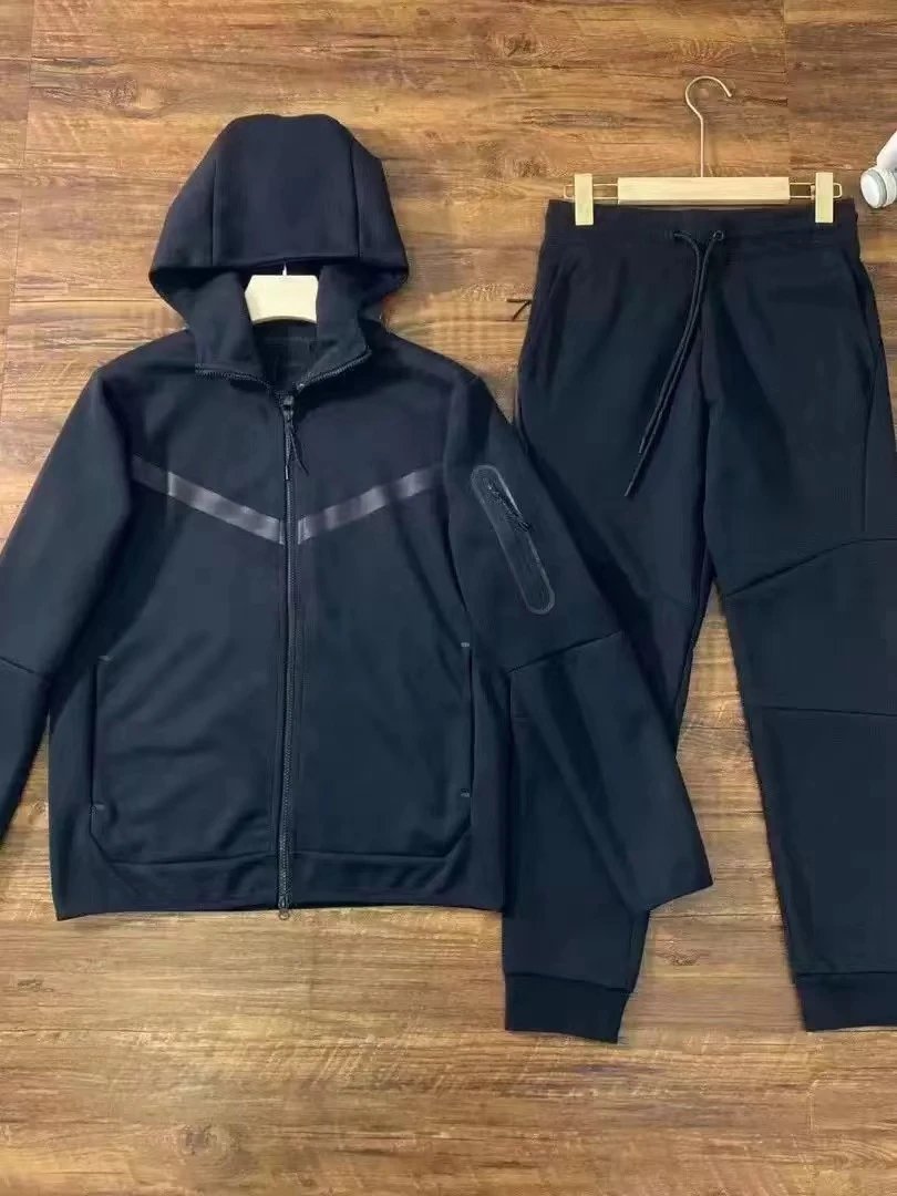 Nike Tech Fleece Hoodie and Joggers Black Tracksuit - 1