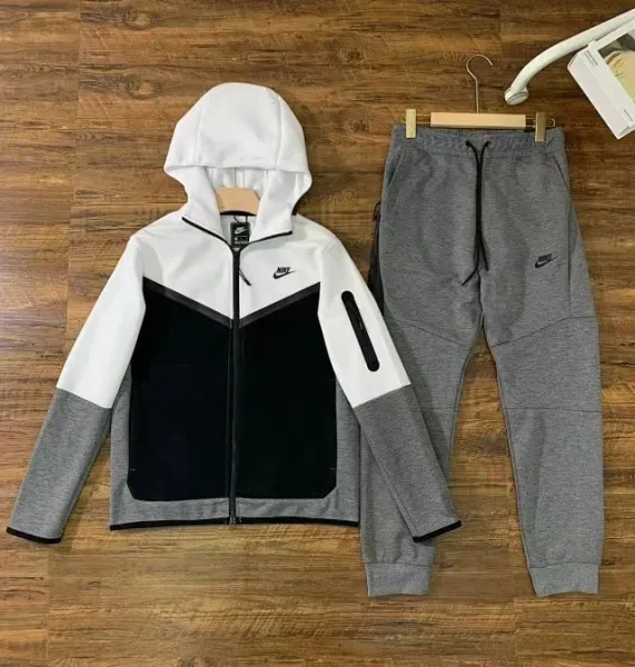 Nike Tech Fleece Hooded Jacket and Joggers Set Army Green Tracksuit - 13