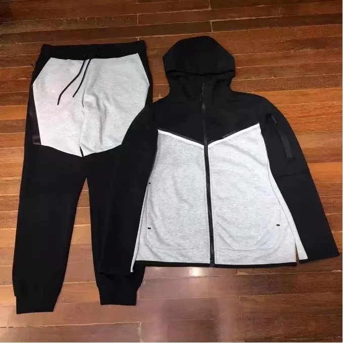 Nike Tech Fleece Windrunner Hoodie and Sweatpants Set Black/Gray Tracksuit - 1