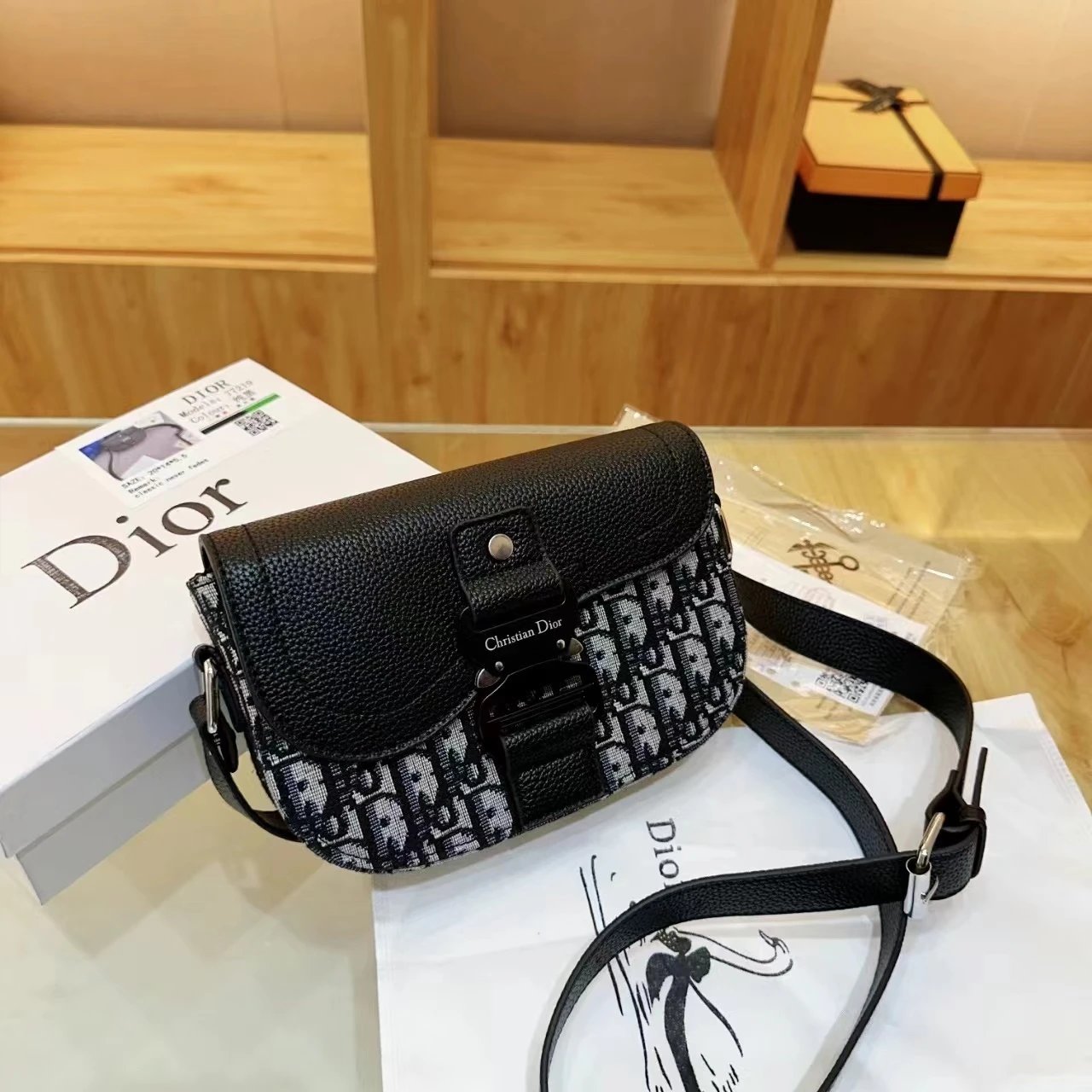 迪家单肩包 蓝花