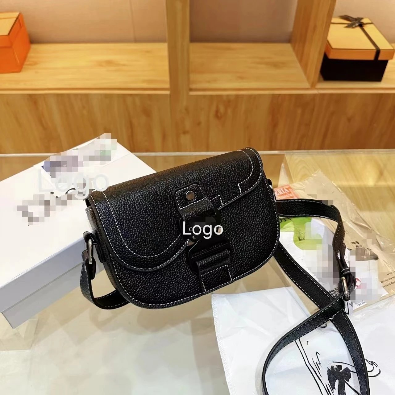 迪家单肩包 黑色