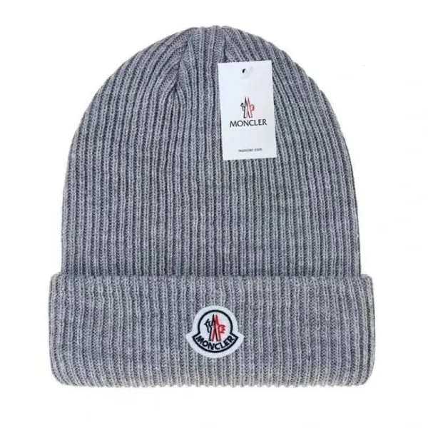 Moncler Beanie Gray Knit Hat - 1
