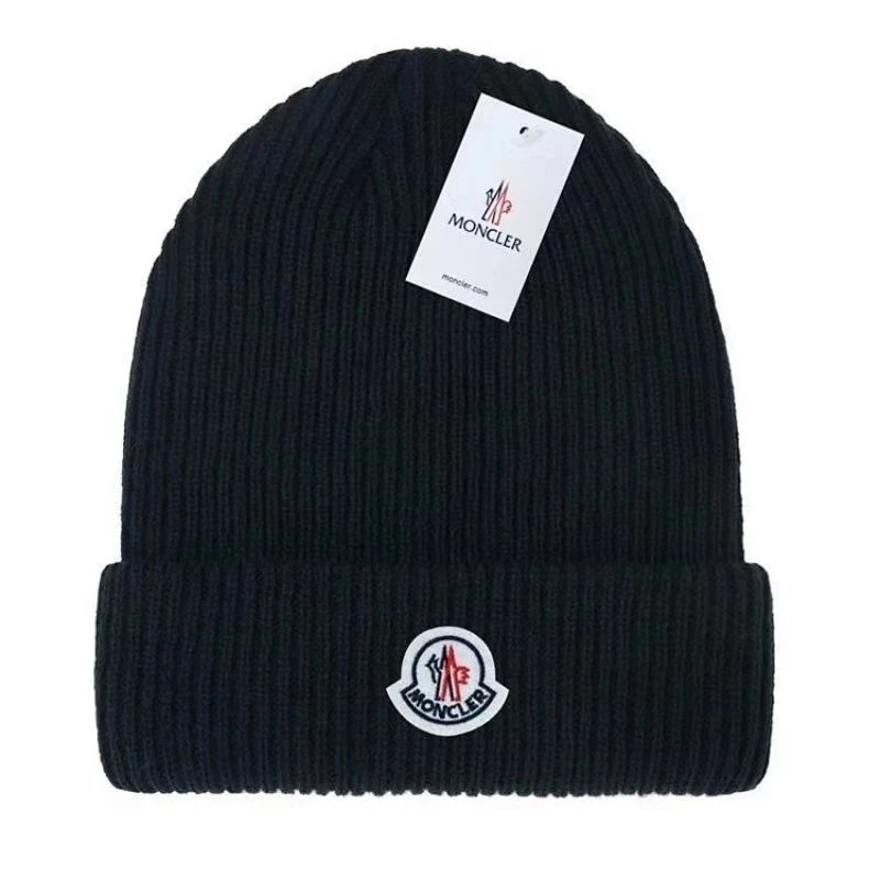 Moncler Logo Beanie Black Hat - 1