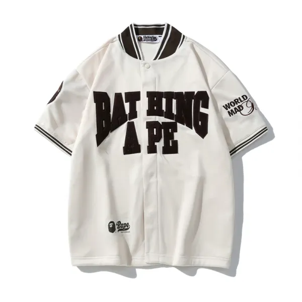 A Bathing Ape Bat Hing A Pe Navy Baseball Jersey - 17