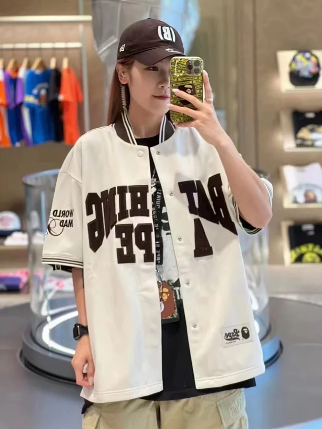 A Bathing Ape Shirts Short-Sleeve Button-Front Baseball Jersey Shirt product detail image 14