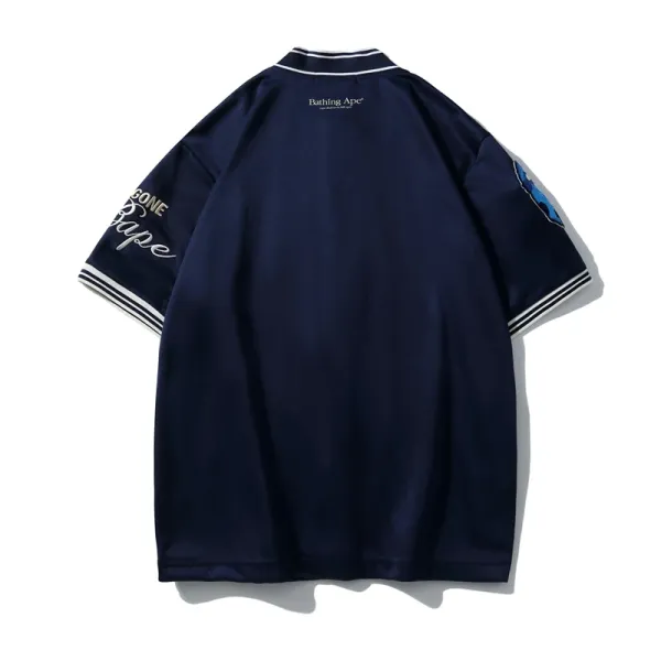 A Bathing Ape Bat Hing A Pe Navy Baseball Jersey - 18