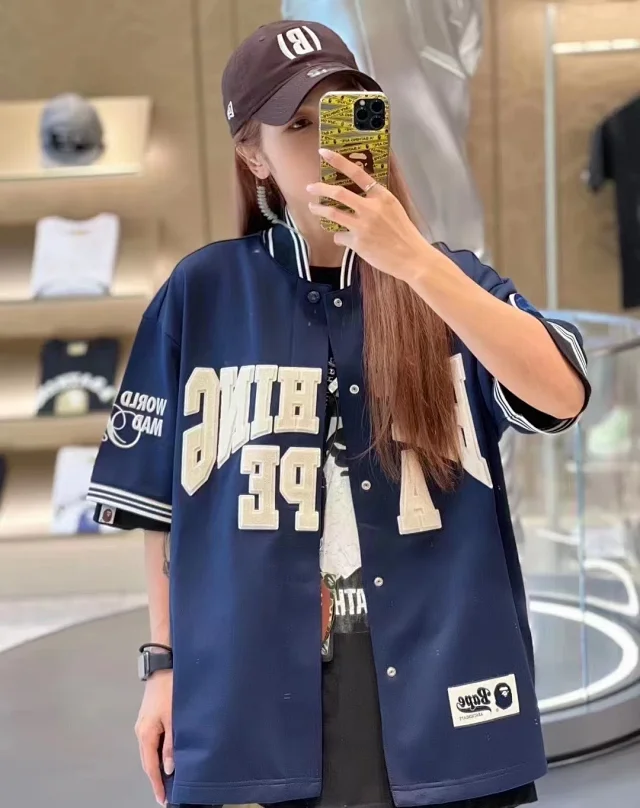 A Bathing Ape Shirts Short-Sleeve Button-Front Baseball Jersey Shirt product detail image 12