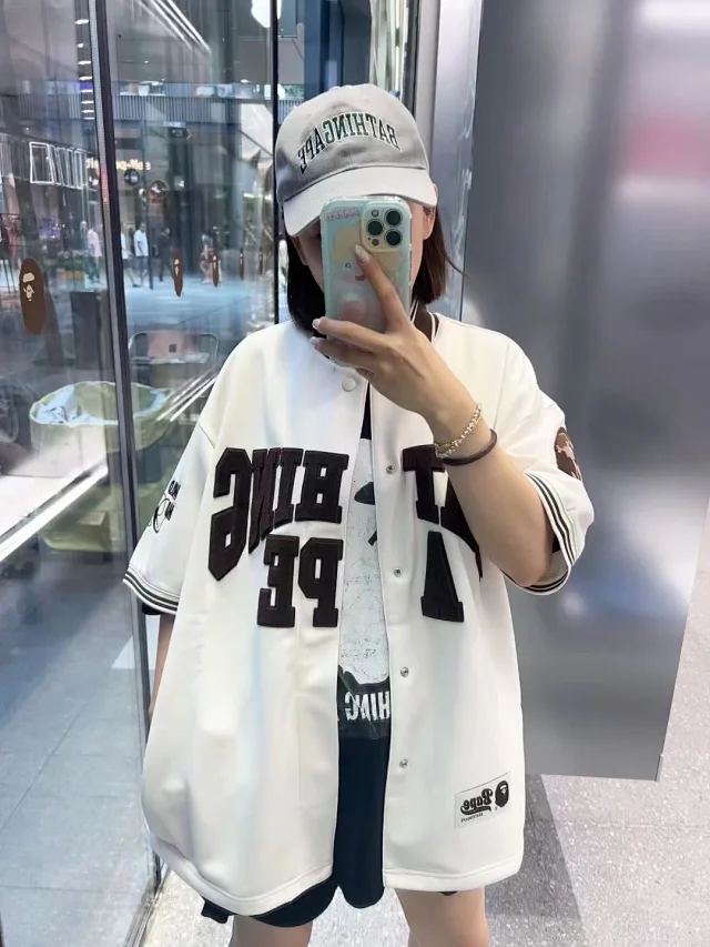 A Bathing Ape Shirts Short-Sleeve Button-Front Baseball Jersey Shirt product detail image 13