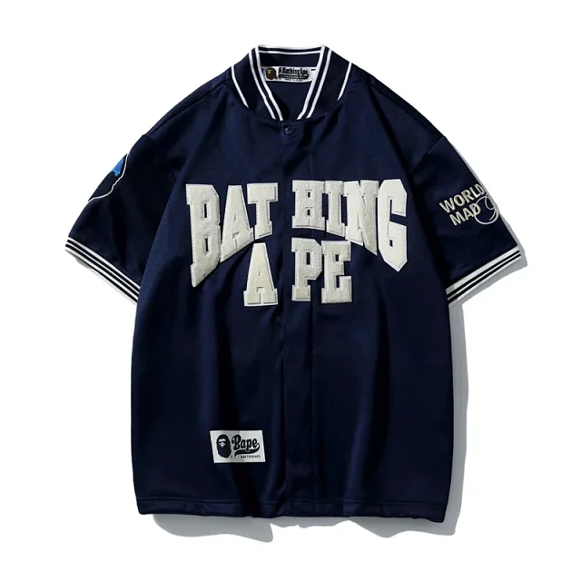 A Bathing Ape Shirts Short-Sleeve Button-Front Baseball Jersey Shirt product detail image 15