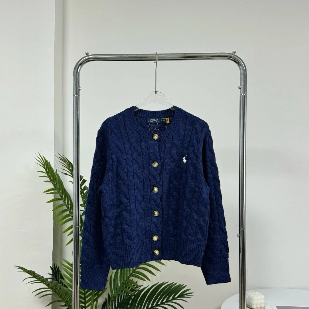 Ralph Lauren Knitwear Cable-knit button-front cardigan — Dark blue TB blue