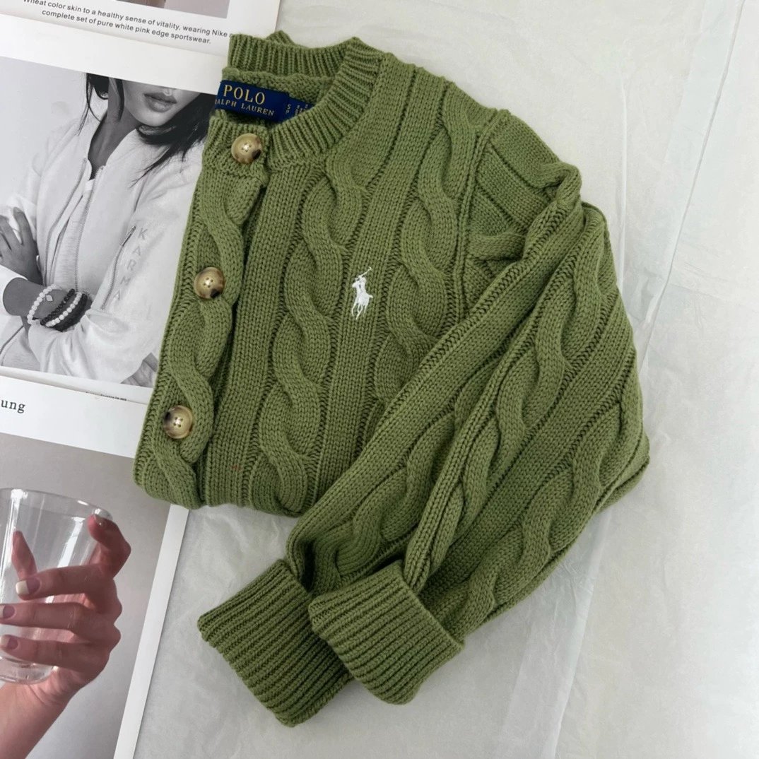 Ralph Lauren Knitwear Cable-knit button-front cardigan — Green green