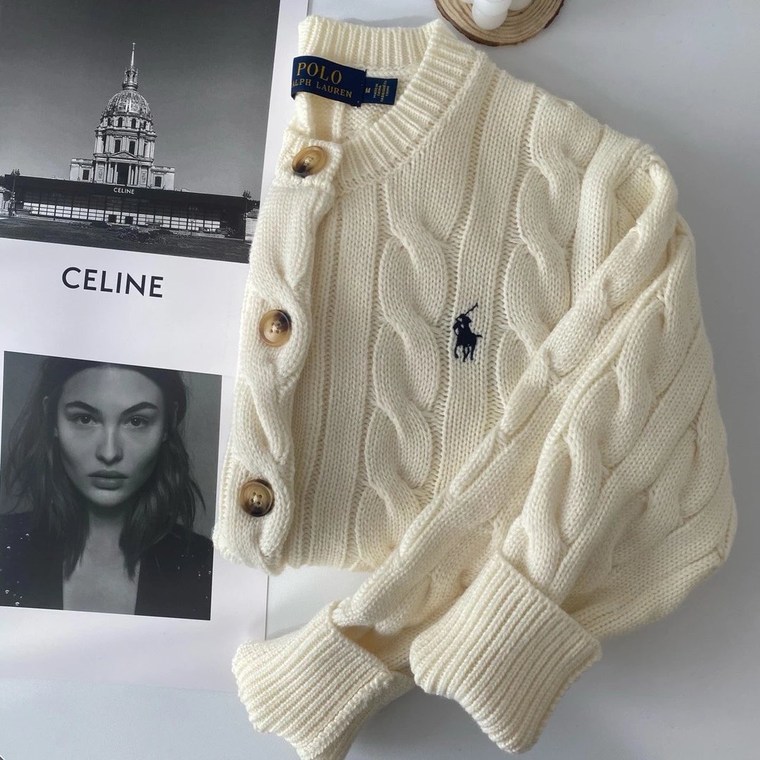 Ralph Lauren Knitwear Cable-knit button-front cardigan — white