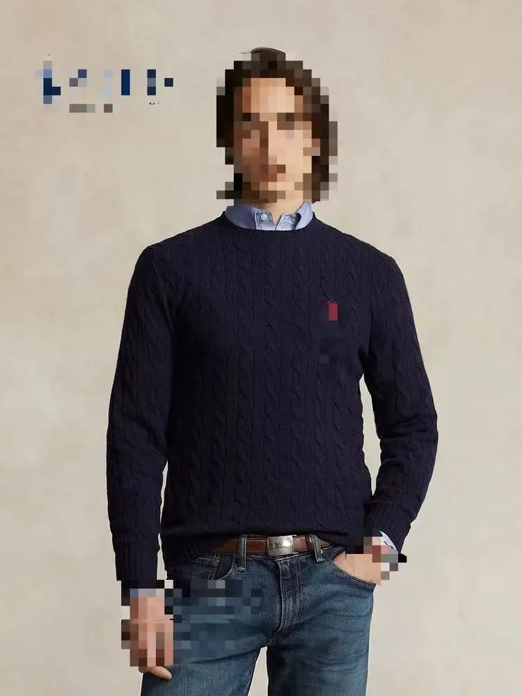 CableKnit WoolCashmere Jumper 男款圆领羊毛麻花长袖 C 8