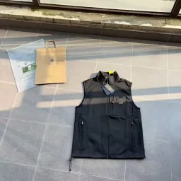 thumbnail for Men Double-Knit Vest Stand Up Collar Zipper Sleeveless Vest R