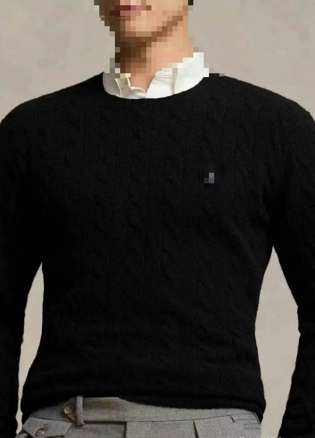  CableKnit WoolCashmere Jumper 男款圆领羊毛麻花长袖 C 3