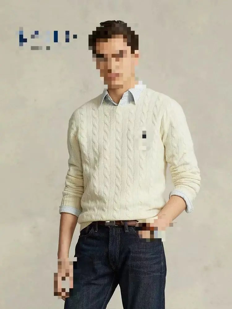  CableKnit WoolCashmere Jumper 男款圆领羊毛麻花长袖 C 6