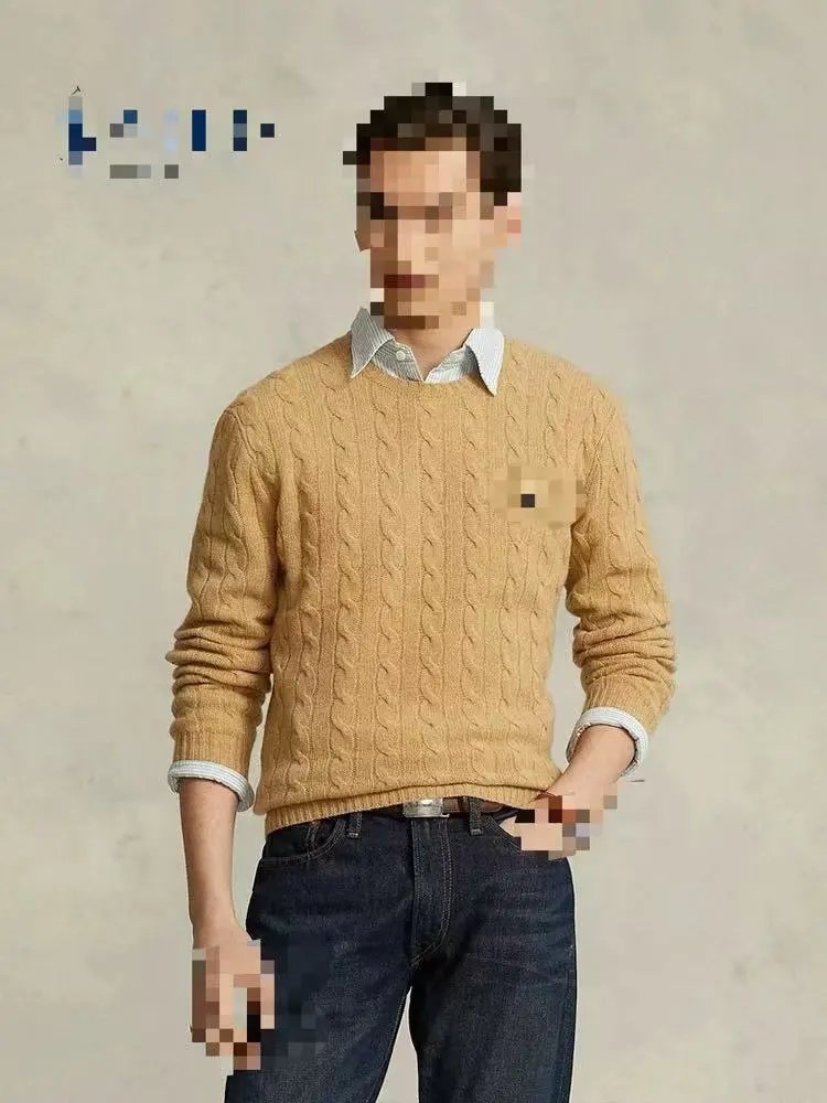  CableKnit WoolCashmere Jumper 男款圆领羊毛麻花长袖 C 5