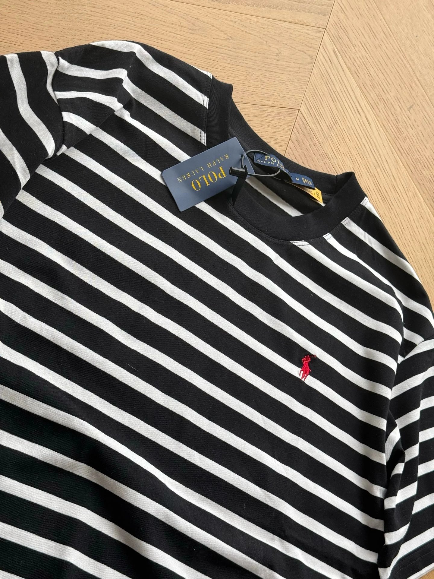 Polo Ralph Lauren Striped Cotton T-Shirt Black and White - 10