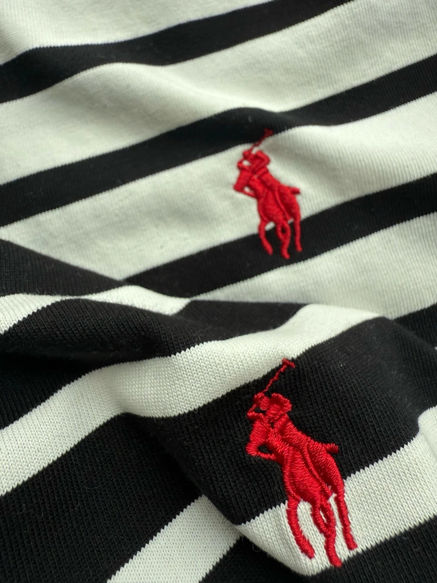 Polo Ralph Lauren Striped Cotton T-Shirt Black and White - 9