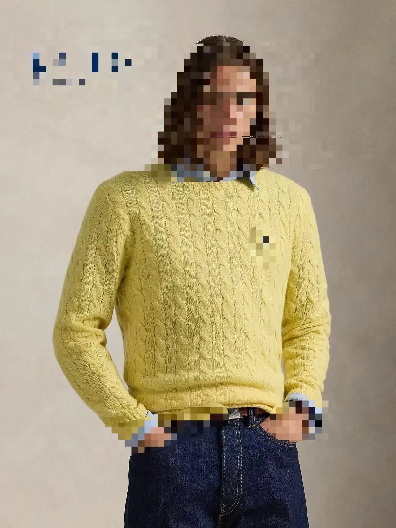  CableKnit WoolCashmere Jumper 男款圆领羊毛麻花长袖 C 7