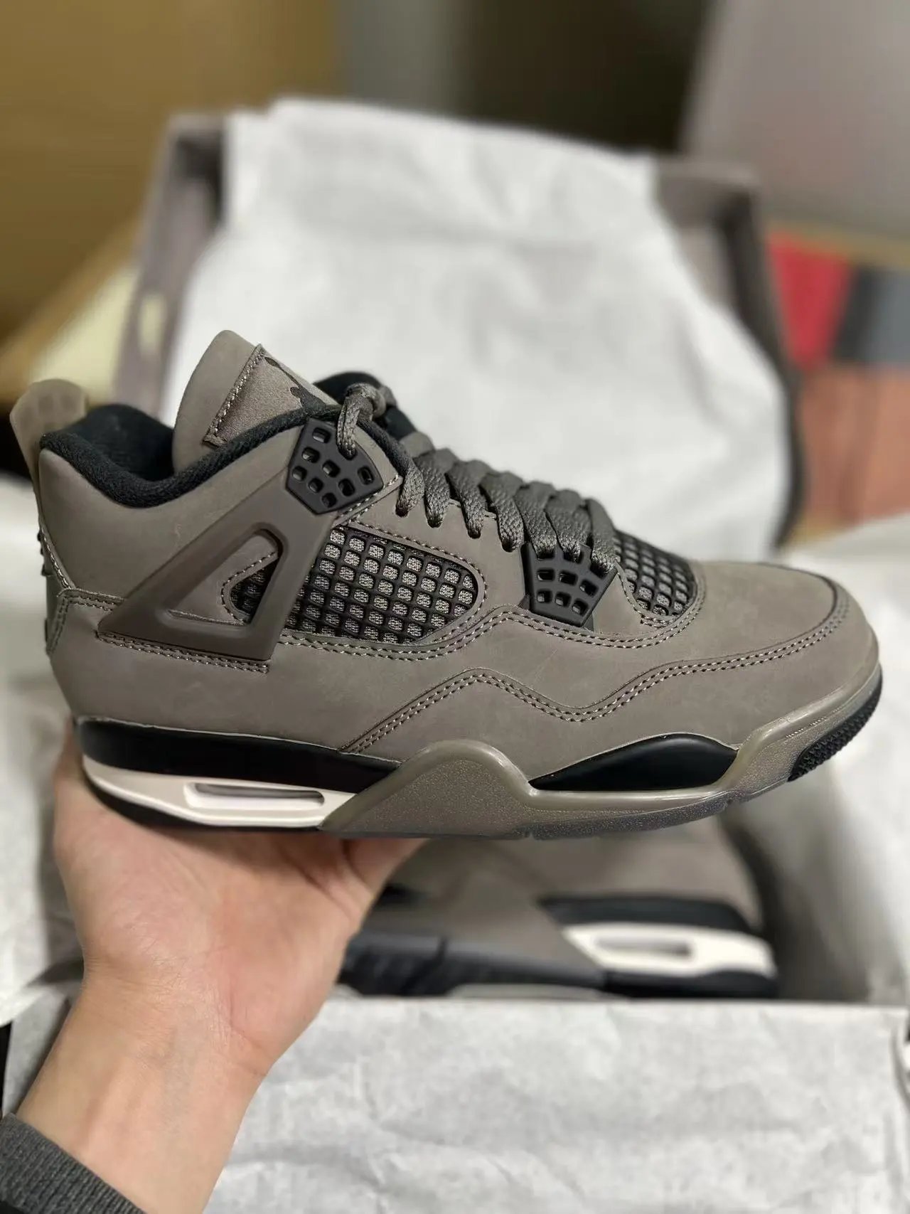 OG版本【 一比一】AJ4棕色头层牛皮 原盒/纯正版型Air Jordan 4 retro "red thunder" 潮流 中帮 复古篮球鞋男女同款 乔4棕色