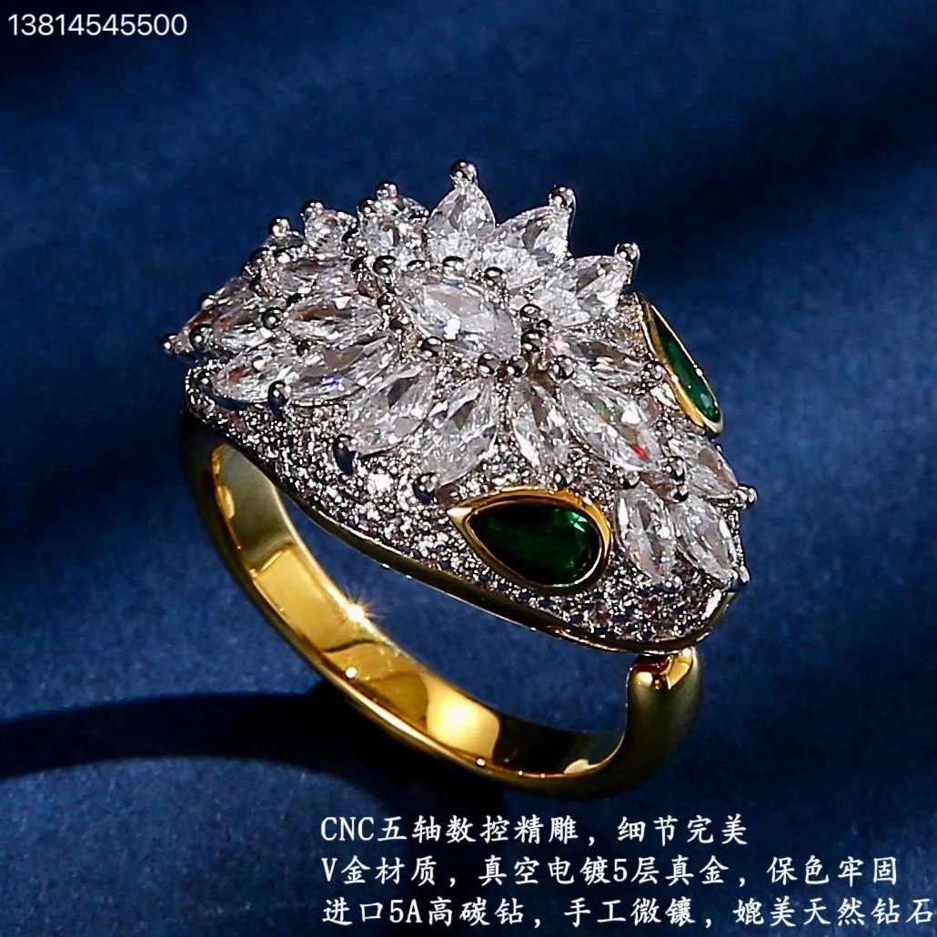 Emerald Head Diamond V Gold Plated True Gold
