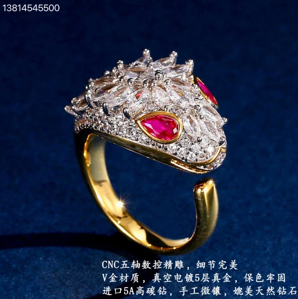 Ruby Head Diamond V Gold Plated True Gold