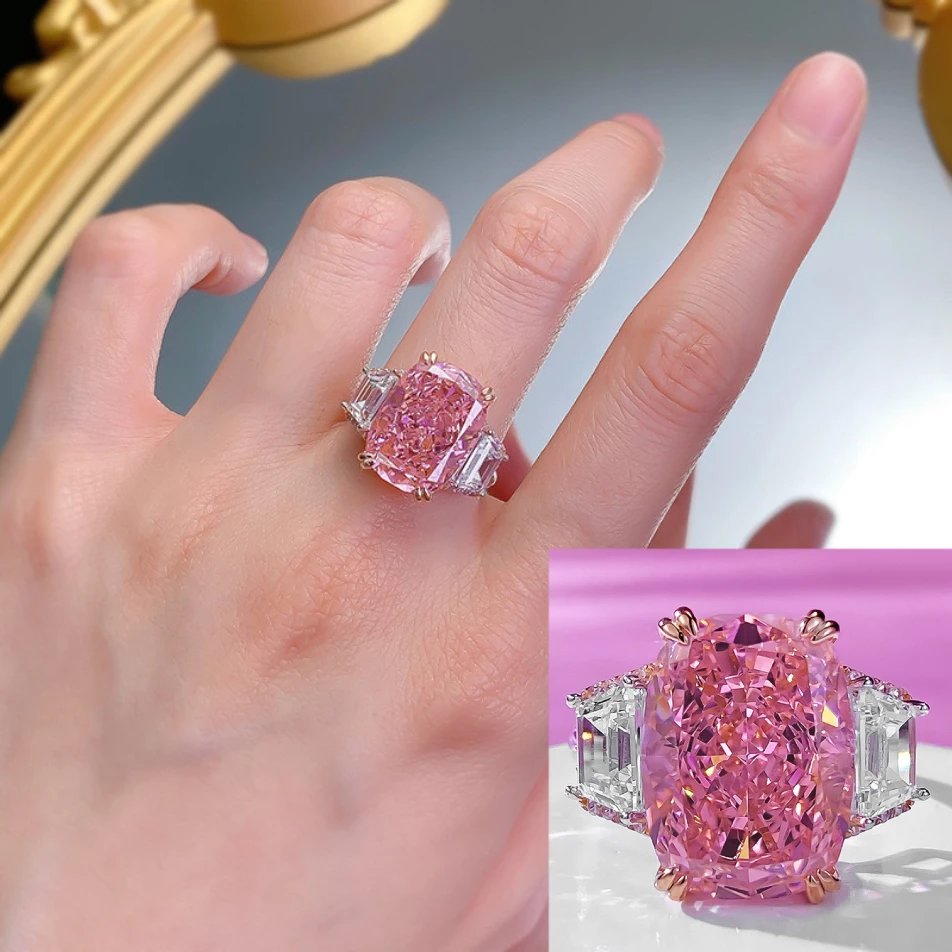Rose Gold 4-Claw+Pink Broken Diamond Set