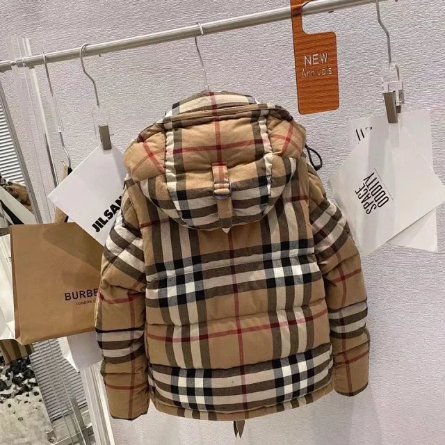 Burberry Down Jackets Hooded quilted jacket with check-lined collar product detail image 6