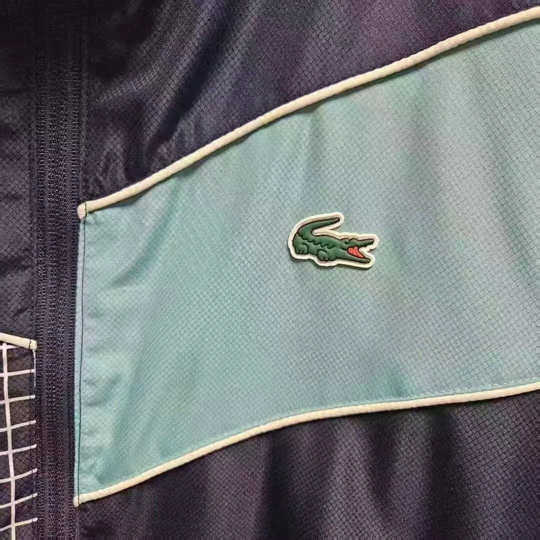Lacoste Sport Windbreaker and Track Pants Set Navy with Mint Grid Panel Tracksuit - 7
