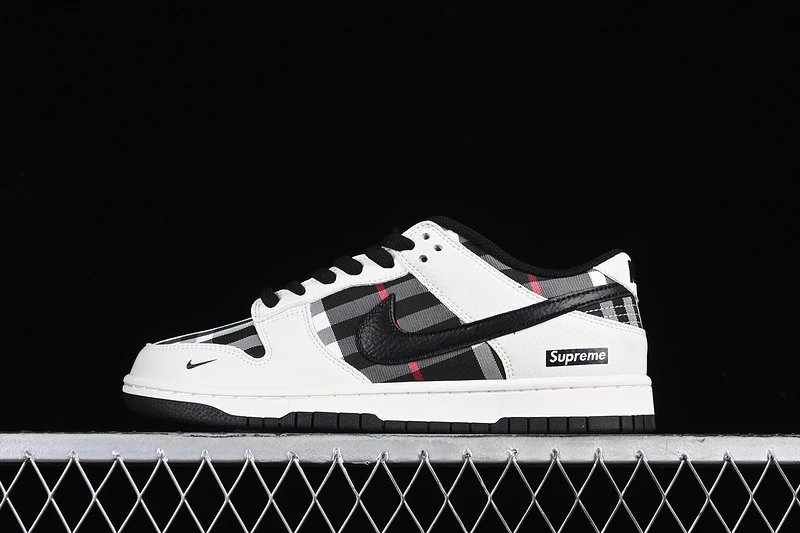 Nike Dunk Low Black White Plaid Sneakers