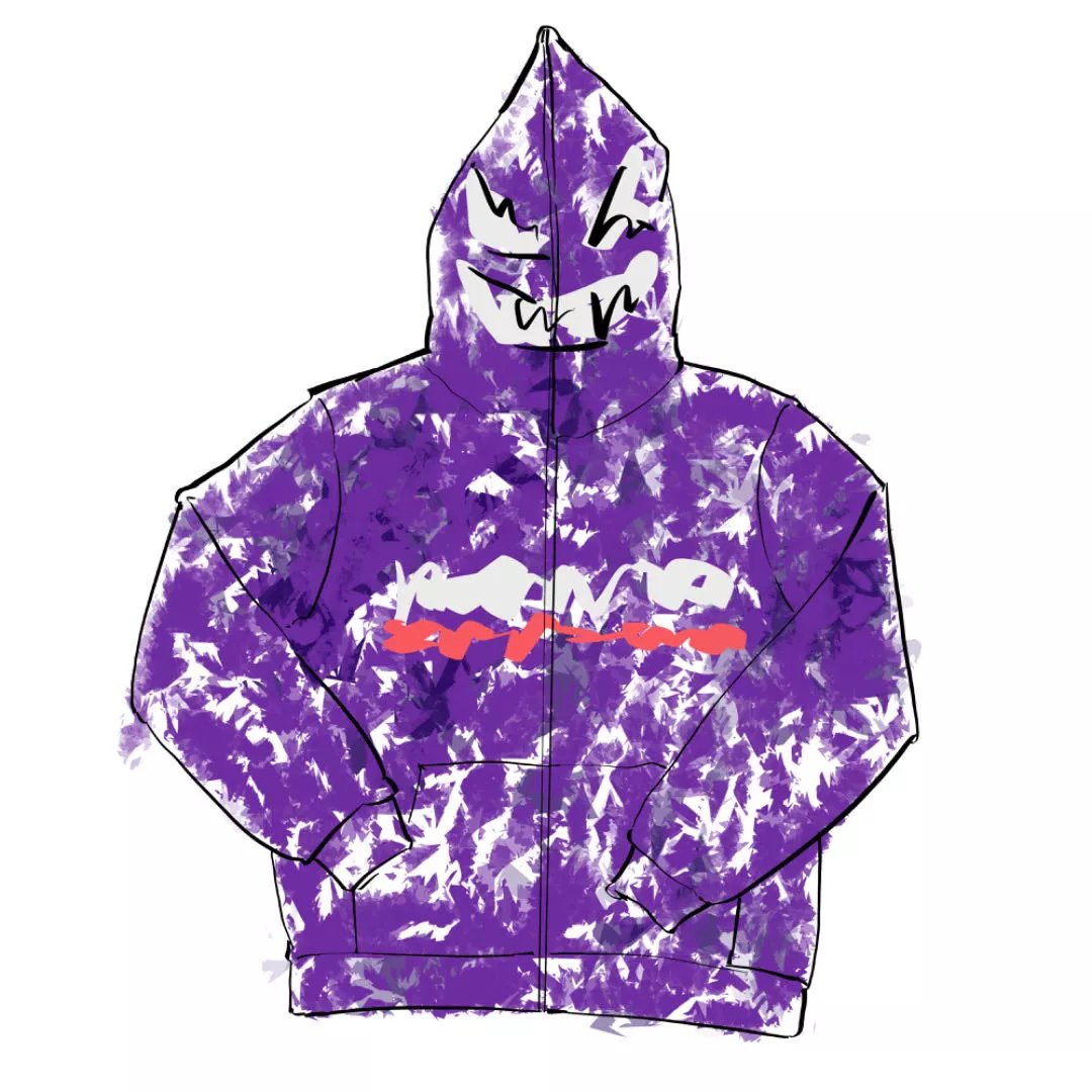 Item Thumbnail for Kant 星 Gengar hoodie嘻哈街头紫色迷彩外套