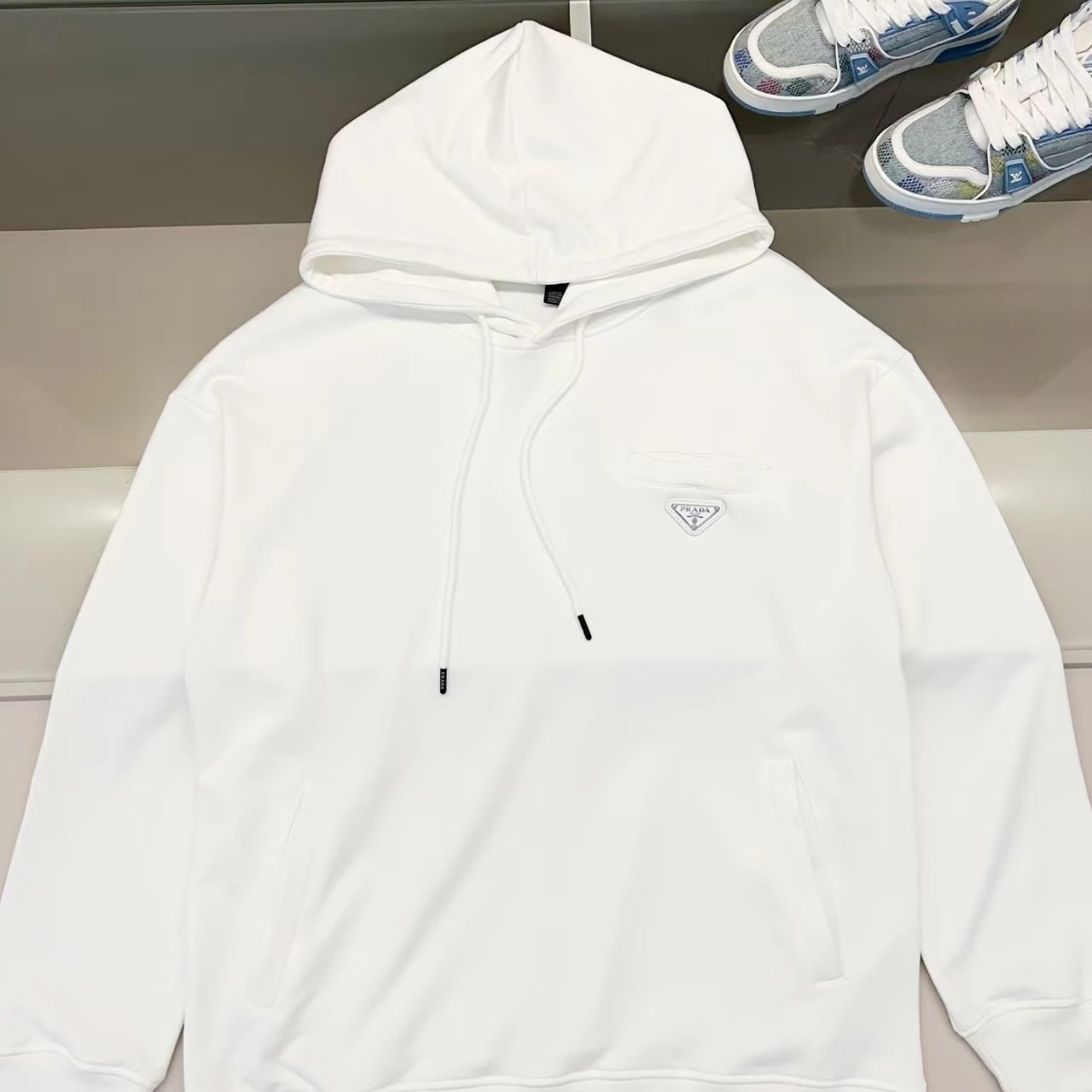 Prada Hoodie — White 2 colorway — USFans Spreadsheet photo
