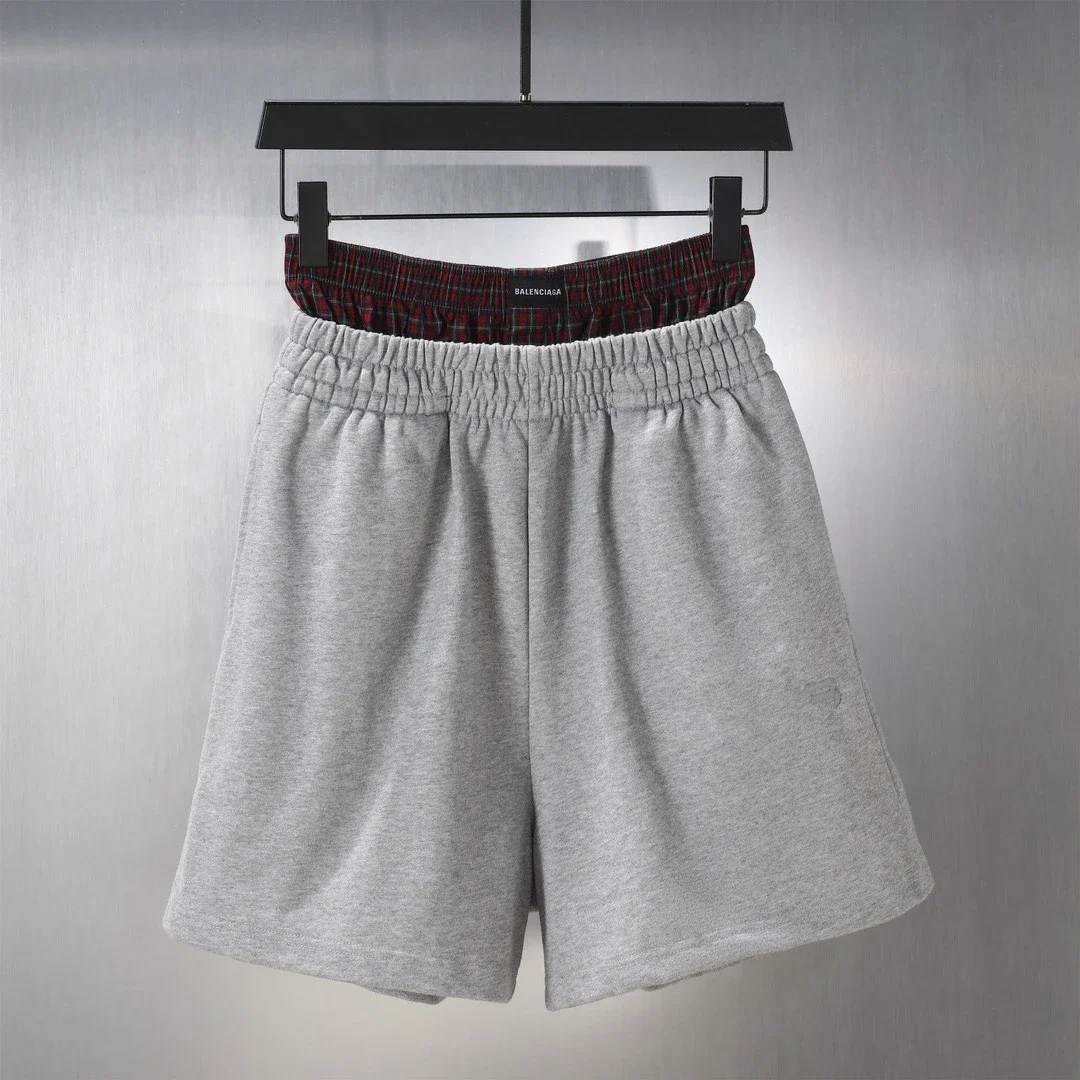 Balenciaga Double waist plaid lining black shorts - rep szorty