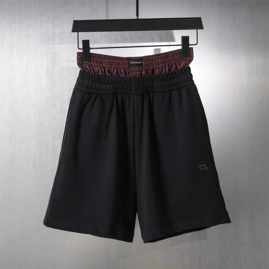 Balenciaga Double waist plaid lining black shorts - rep szorty