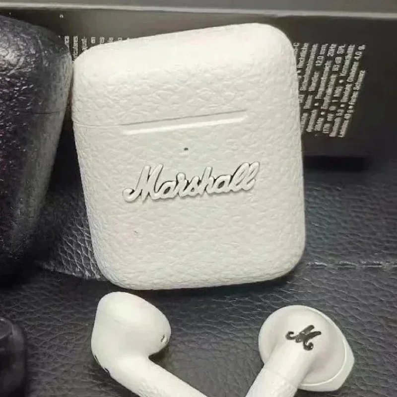 Marshall Leather Wireless Earbuds for Universal White