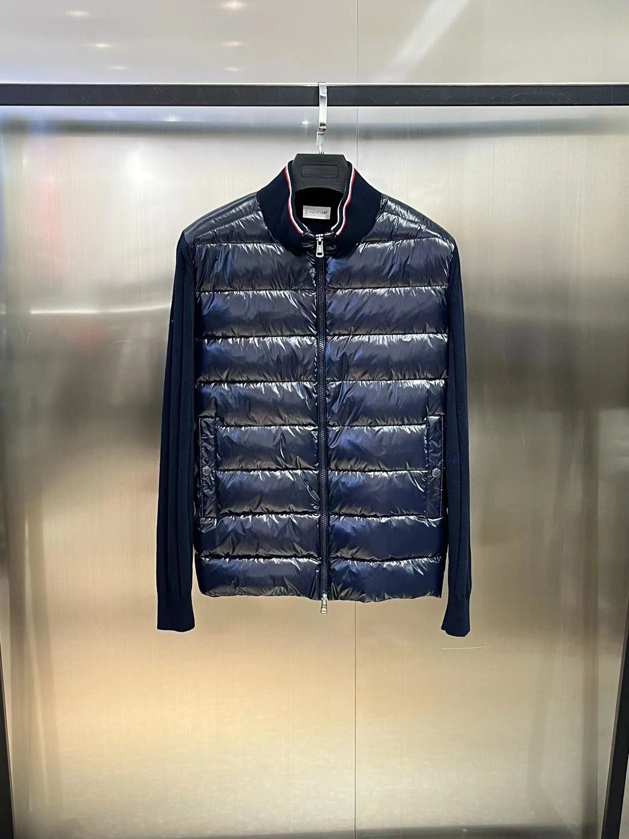 Black Moncler Knit-and-Down Hybrid Jacket