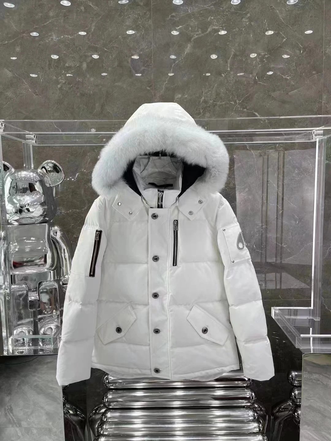 Moose Knuckles Fur Hooded Down Jacket