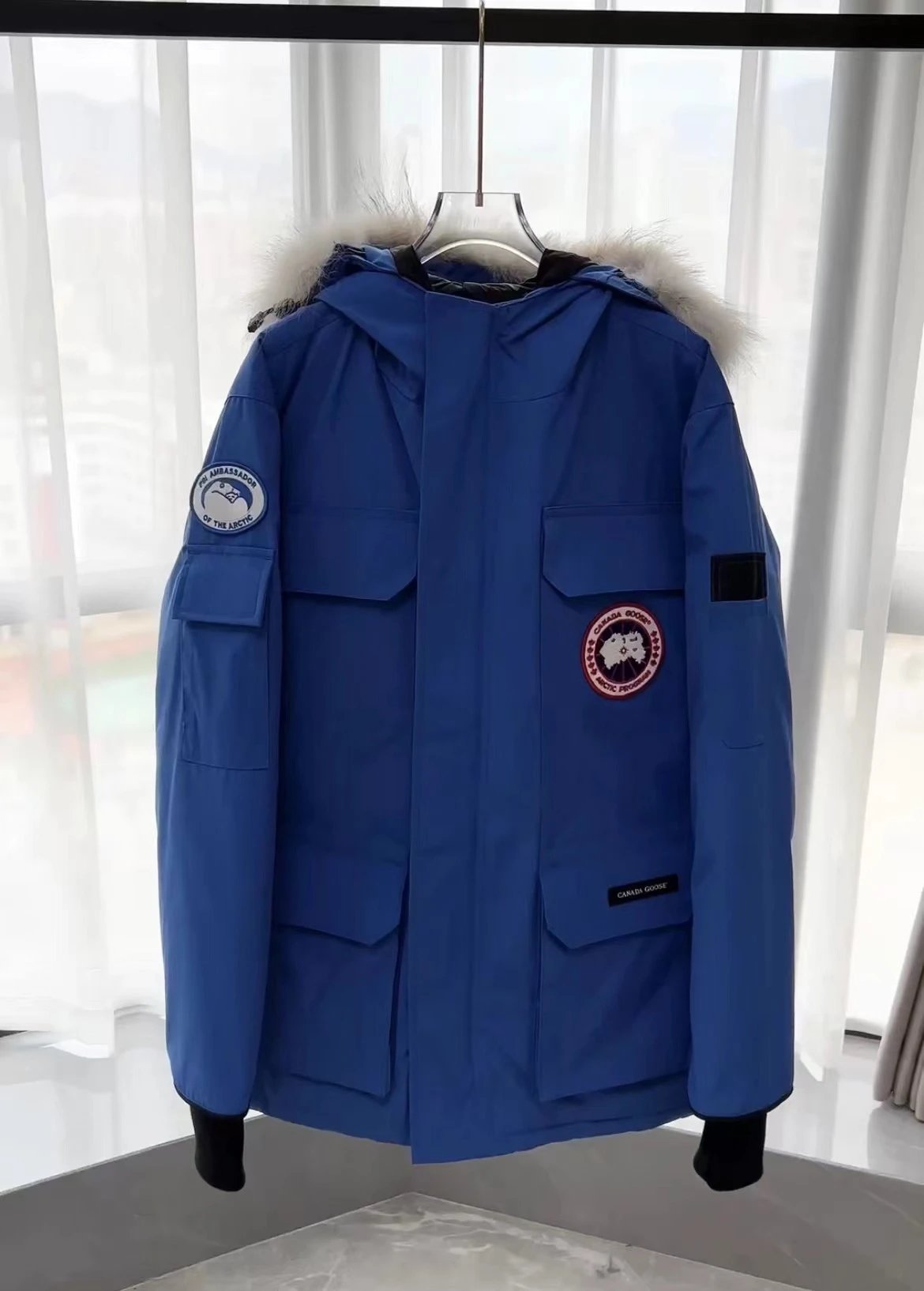Beige Canada Goose Expedition Parka with Fur Hood