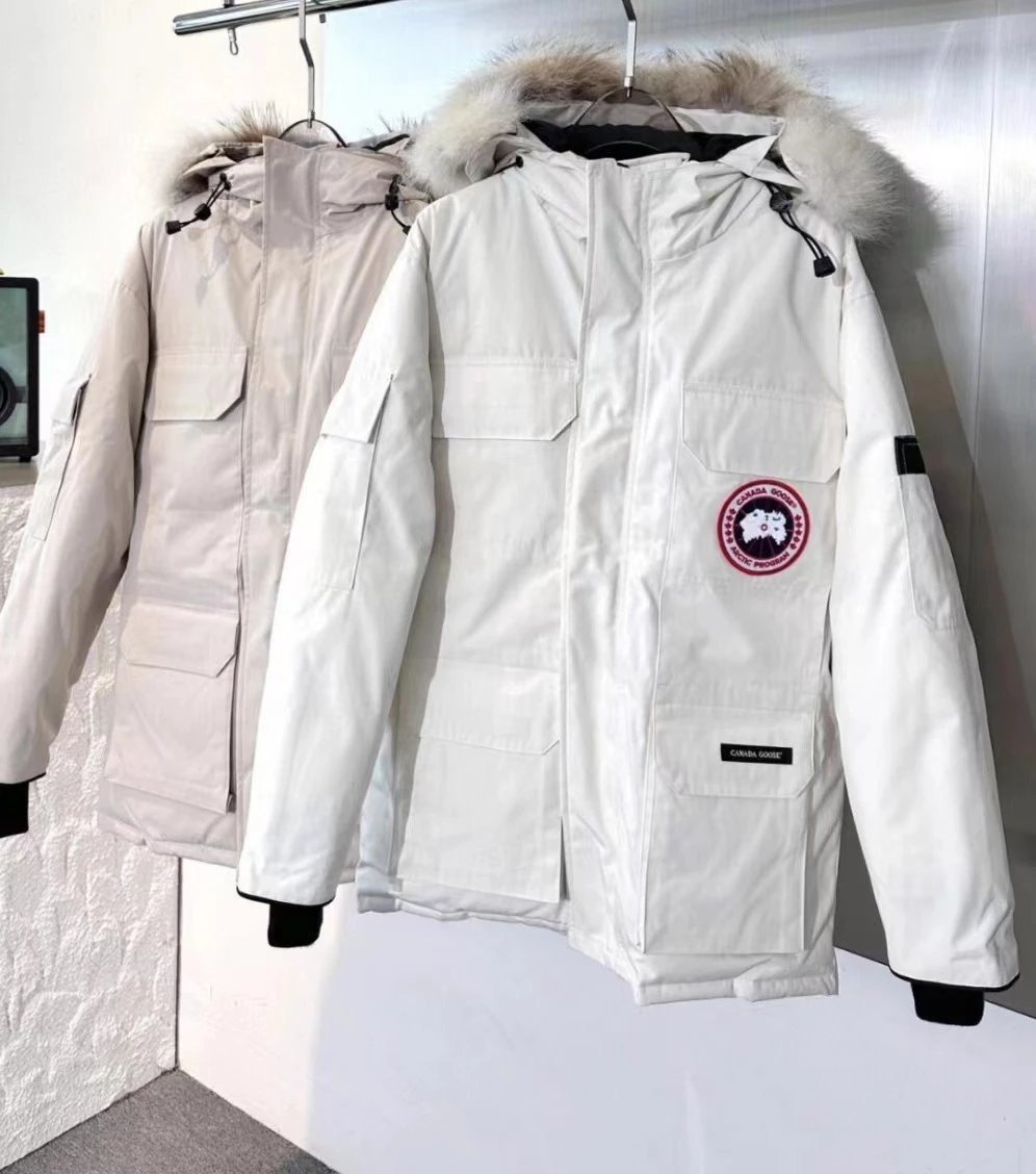 Beige Canada Goose Expedition Parka with Fur Hood