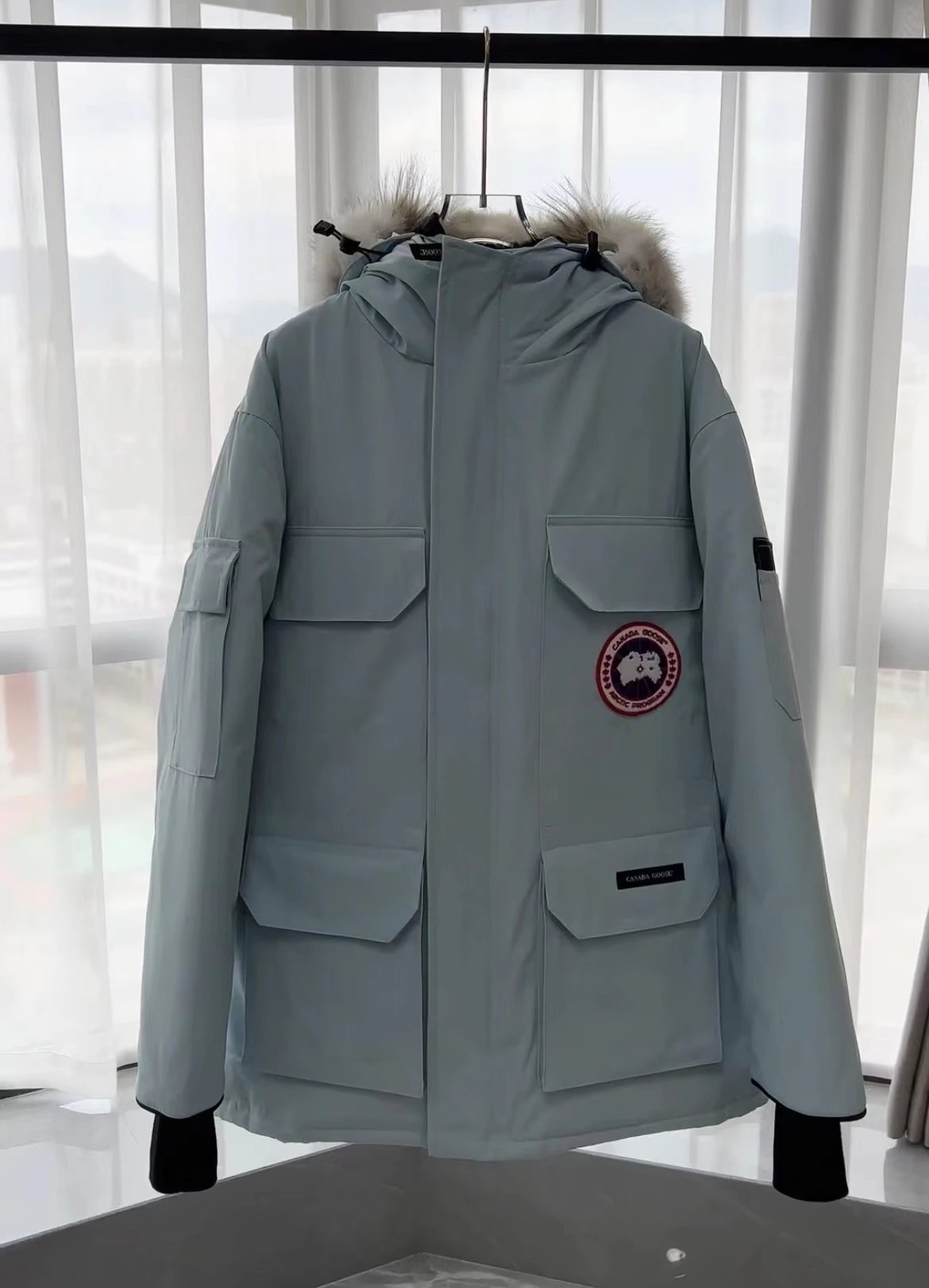 Beige Canada Goose Expedition Parka with Fur Hood