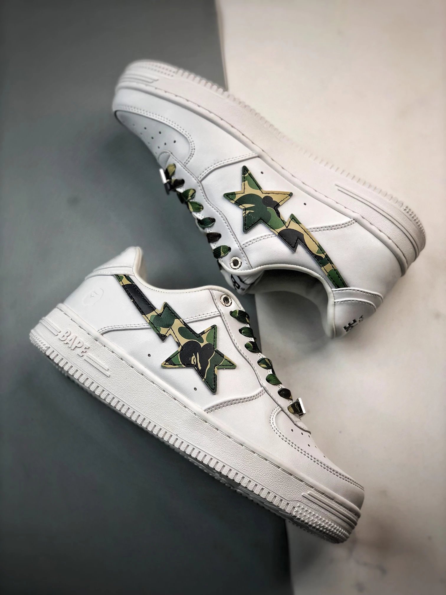 Bapesta Sneakers — White Green Camo colorway — USFans Spreadsheet photo