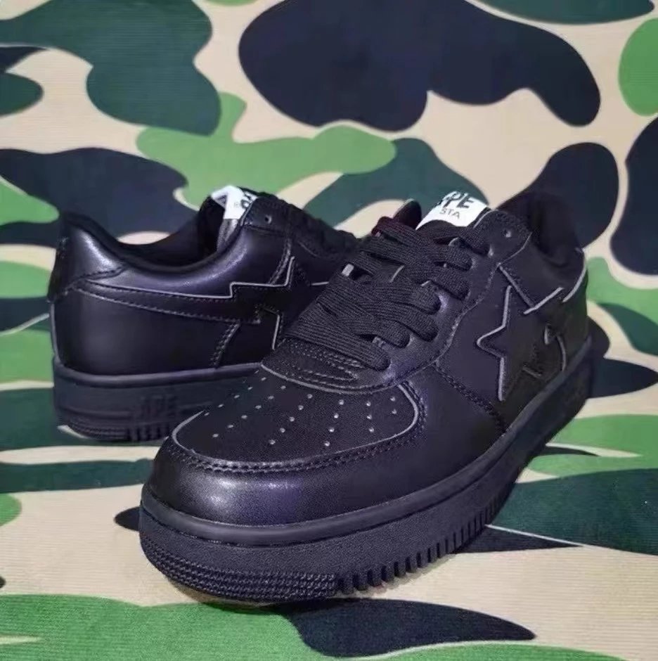 Bapesta Sneakers — All black leather noodles colorway — USFans Spreadsheet photo