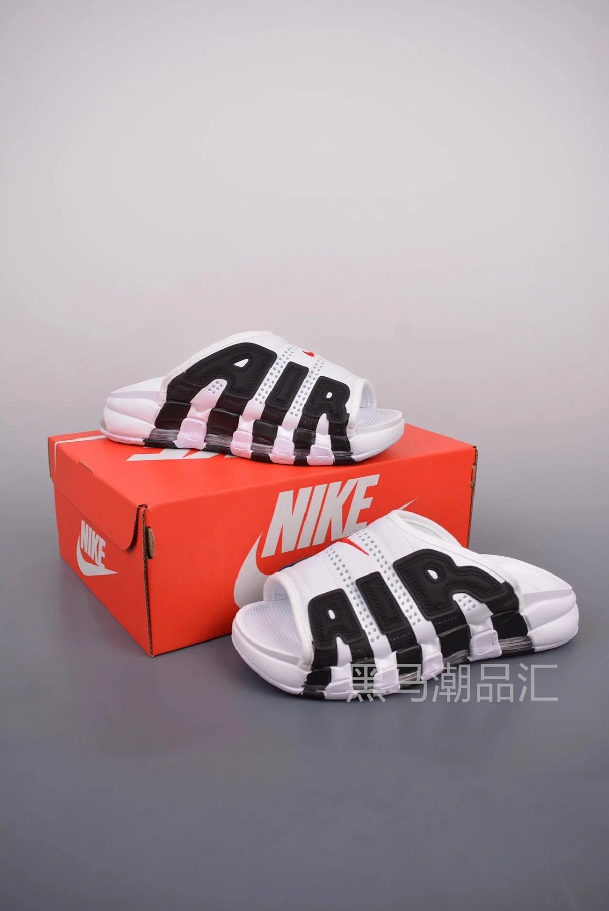 Nike Air More Uptempo Slide White University Red Pippen Series Cushioned Sport Slides