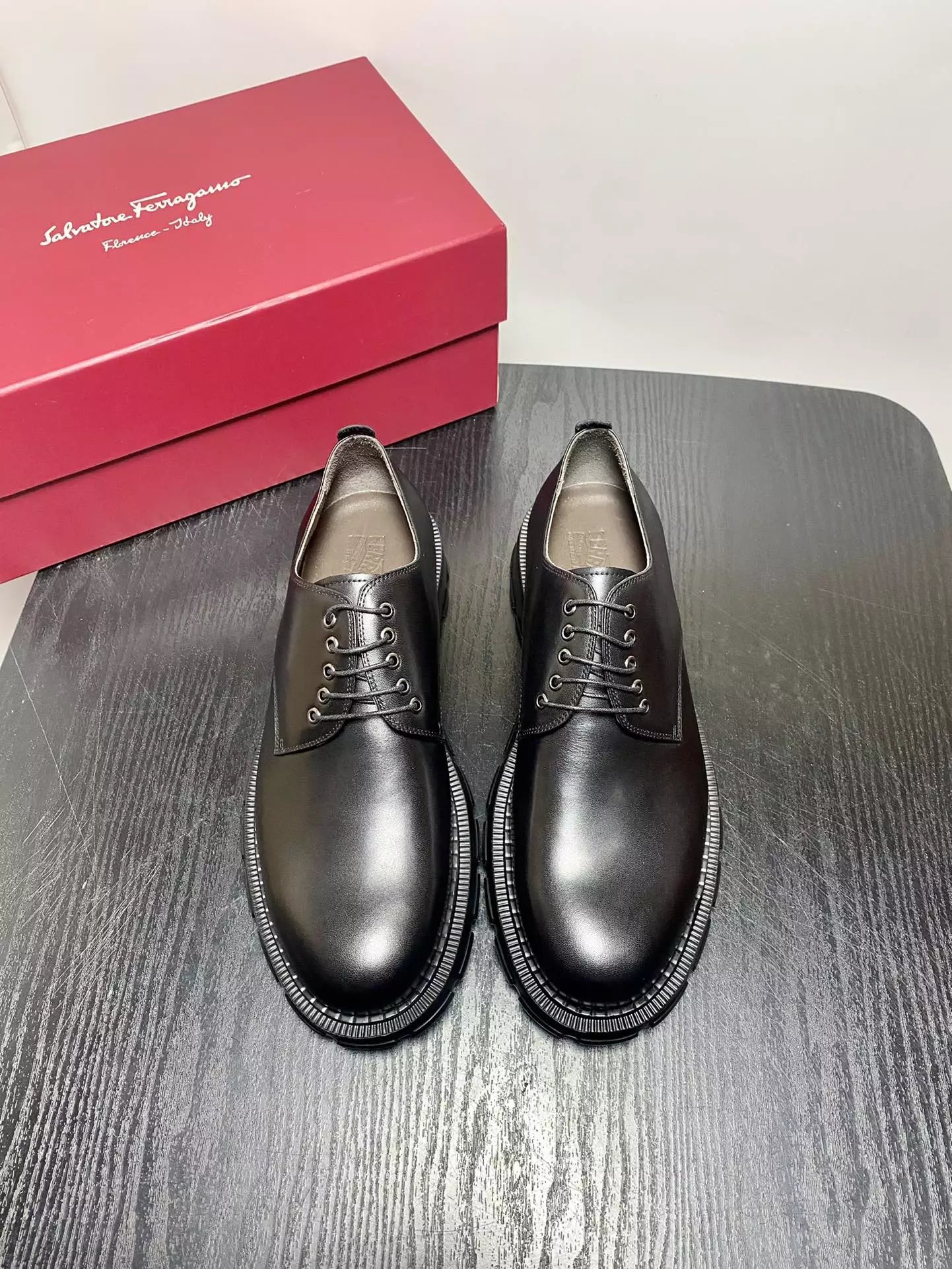 Salvatore Ferragamo Derby Shoes Black Leather
